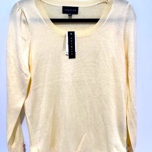 Premise Women’s Soft Yellow Casual Spring Lightweight Sweater Size S NWT